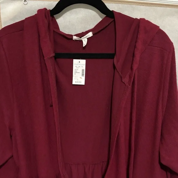 Maurices Deep Red Hooded Sweater - Picture 2 of 4